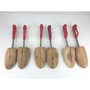 Lot of 3 Pair - VTG Florsheim Travel Trees Cedar Wood Shoe Shapers Red Heel Sz 5